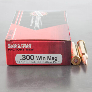 20rds - 300 Win Mag Black Hills 190gr. Match Boat-Tail Hollow Point Ammo