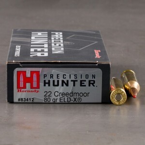20rds – 22 Creedmoor Hornady Precision Hunter 80gr. ELD-X Ammo
