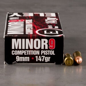 50rds – 9mm Eley Minor9 Competition Pistol 147gr. FMJ Ammo