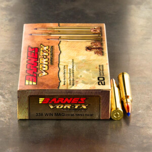 20rds - 338 Win Mag Barnes VOR-TX 210gr. Tipped TSX BT Ammo