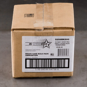 500rds – 40 S&W Independence 180gr. FMJ Ammo