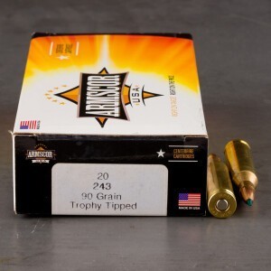 20rds – 243 Win Armscor USA 90gr. Trophy Tipped Ammo