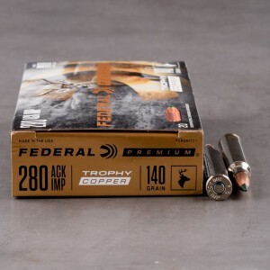 20rds – 280 Ackley Improved Federal 140gr. Trophy Copper Ammo