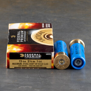 5rds – 12 Gauge Federal Law Enforcement Low Recoil 2-3/4" 1 oz. Rifled Hydra-Shok HP Slug Ammo 5rds – 12 Gauge Federal Law Enforcement Low Recoil 2-3/4" 1 oz. Rifled Hydra-Shok HP Slug Ammo