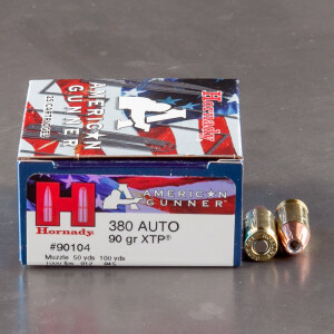 250rds – 380 Auto Hornady American Gunner 90gr. XTP JHP Ammo
