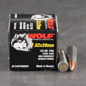 1000rds - 7.62x39 Wolf 122gr. FMJ Ammo