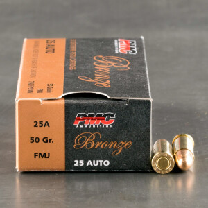 1000rds – 25 Auto PMC Bronze 50gr. FMJ Ammo