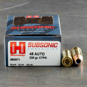 20rds – 45 ACP Hornady Subsonic 230gr. JHP Ammo