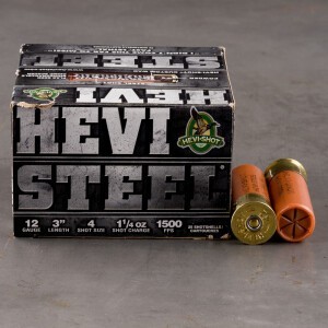 25rds – 12 Gauge Hevi-Steel 3" 1-1/4oz. #4 Steel Shot Ammo
