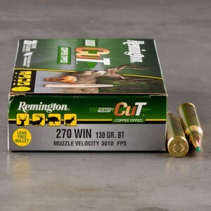 20rds – 270 Win Remington Premier CuT 130gr. Copper Tipped Ammo