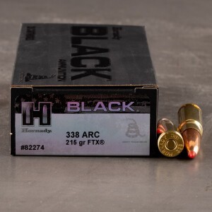20rds – 338 ARC Hornady BLACK 215gr. FTX Ammo