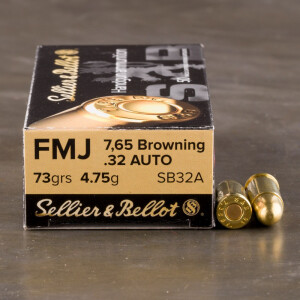 50rds - 32 Auto Sellier & Bellot 73gr. FMJ Ammo