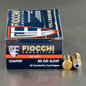 50rds - 32 Auto Fiocchi 60gr. Semi Jacketed Hollow Point Ammo