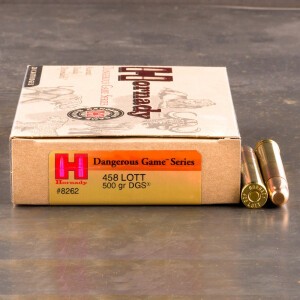 20rds – 458 Lott Hornady Dangerous Game Series 500gr. DGS Ammo