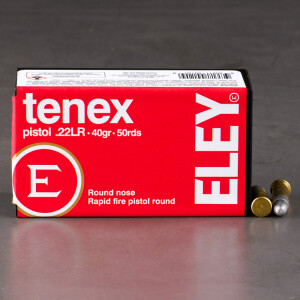 50rds – 22 LR Eley Tenex Pistol 40gr. LRN Ammo