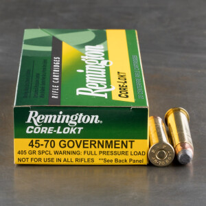 20rds - 45-70 Govt. Reminton Core-Lokt 405gr. SP Ammo