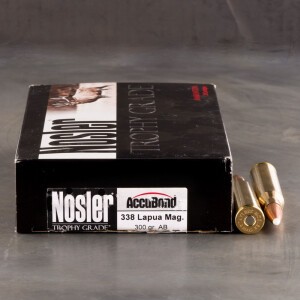 20rds - 338 Lapua Mag NoslerCustom Trophy Grade 300gr. Accubond Polymer Tip Ammo