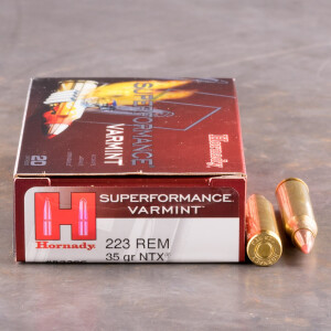 20rds – 223 Rem Hornady Superformance 35gr. NTX Ammo