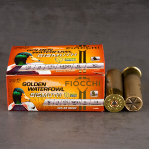 10rds – 12 Gauge Fiocchi Golden Waterfowl Bismuth 3" 1-3/8oz. #6 Shot Ammo