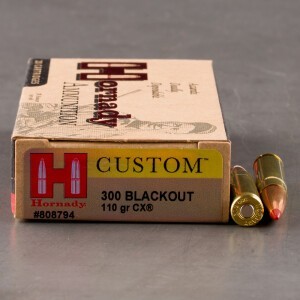 20rds – 300 AAC Blackout Hornady Custom 110gr. CX Ammo