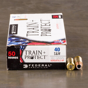 50rds - 40 S&W Federal Train + Protect 180gr. VHP Ammo