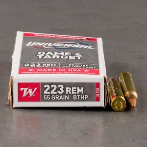 1000rds – 223 Rem Winchester Universal Game & Target 55gr. BTHP Ammo