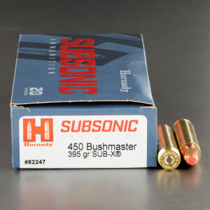 20rds – 450 Bushmaster Hornady Subsonic 395gr. Sub-X Ammo