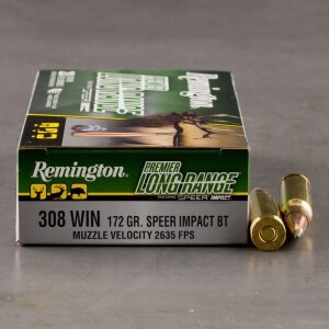 20rds – 308 Win Remington Premier Long Range 172gr. Speer Impact Ammo
