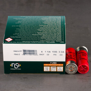 25rds – 12 Gauge NobelSport High Brass Field 2-3/4" 1-1/4oz. #4 Shot Ammo
