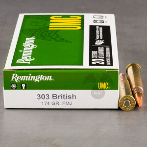 20rds - 303 British Remington UMC 174gr. Metal Case Ammo