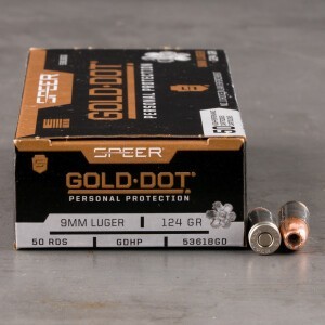 50rds – 9mm Speer Gold Dot 124gr. JHP Ammo