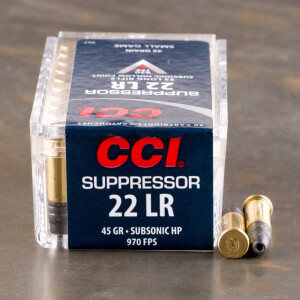 50rds – 22 LR CCI Suppressor 45gr. LHP Ammo