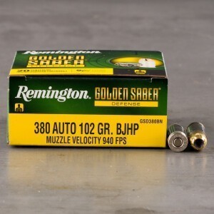 20rds – 380 ACP Remington Golden Saber 102gr. BJHP Ammo