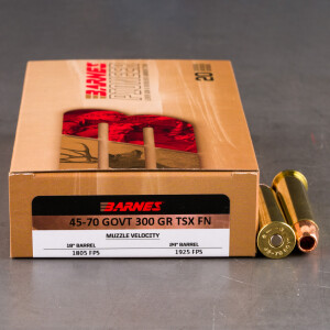 20rds - 45-70 Govt. Barnes 300gr. TSX FN Ammo