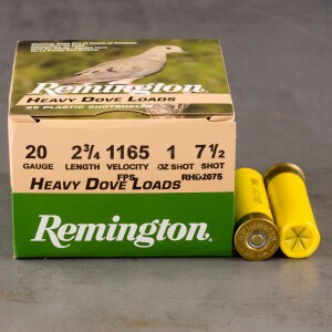 25rds - 20 Gauge Remington Heavy Dove Load 2 3/4" 1oz. #7 1/2 Shot Ammo 25rds - 20 Gauge Remington Heavy Dove Load 2 3/4" 1oz. #7 1/2 Shot Ammo