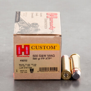 20rds – 500 S&W Hornady Custom 500gr. InterLock Flat Point XTP Ammo