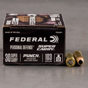 20rds – 30 Super Carry Federal Punch 103gr. JHP Ammo