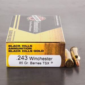 20rds - 243 Win. Black Hills Gold 85gr. Barnes TSX HP Ammo