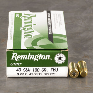 50rds - 40 S&W Remington UMC 180gr. FMJ Ammo
