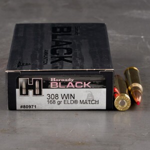 200rds – 308 Win Hornady BLACK 168gr. ELD Match Ammo