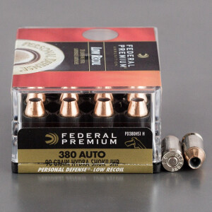 20rds - .380 Auto Federal Hydra-Shok 90gr. HP Ammo