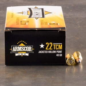 50rds - 22 TCM ARMSCOR USA 40gr. JHP Ammo