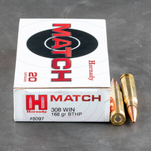 20rds – 308 Win Hornady Match 168gr. BTHP Ammo