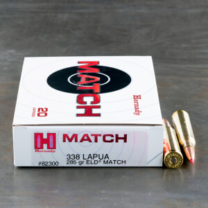 20rds - 338 Lapua Magnum Hornady 285gr. ELD Match Ammo