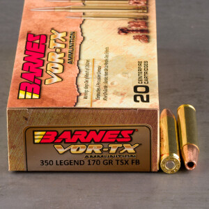 20rds – 350 Legend Barnes VOR-TX 170gr. TSX FB Ammo