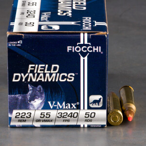 50rds – 223 Rem Fiocchi 55gr. V-MAX Ammo