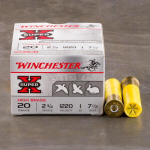 25rds - 20 Gauge Winchester Super-X High Brass Game Load 2 3/4" 1 oz. #7 1/2 Shot