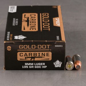 50rds – 9mm Speer Gold Dot Carbine 135gr. JHP Ammo