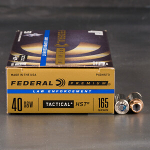 50rds - 40 S&W Federal LE Tactical HST 165gr. HP Ammo