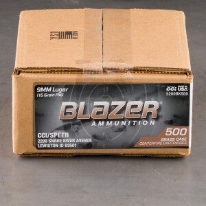 500rds – 9mm Blazer Brass 115gr. FMJ Ammo